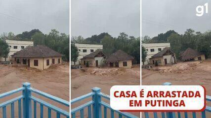 Casa é arrastada pela enchente em Putinga