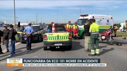 Funcionária da Eco-101 morre em acidente entre moto e ônibus na BR-101