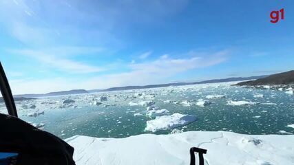 Piloto de SC que dá volta ao mundo de helicóptero pousa em iceberg na Groenlândia