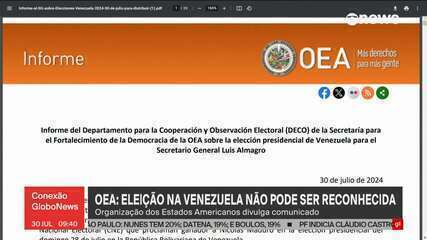 OEA diz não reconhecer resultado das eleições na Venezuela