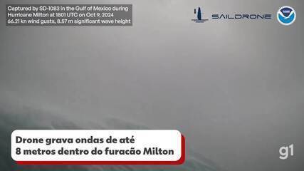 Drone grava ondas de até 8 metros no furacão Milton