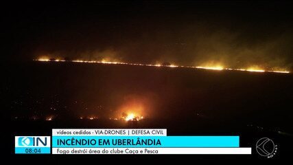 Incêndio atinge área de preservação próxima ao Clube Caça e Pesca, em Uberlândia