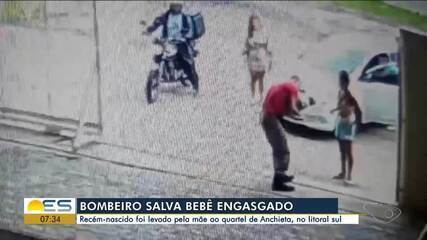 Bombeiro salva bebê engasgado em Anchieta