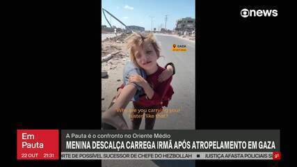 Vídeo mostra menina descalça carregando irmã após atropelamento em Gaza