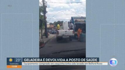 Geladeira furtada de posto de saúde de Belford Roxo é devolvida