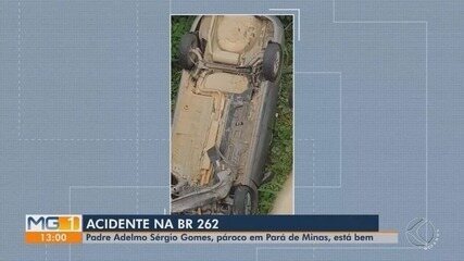 Padre sobrevive a queda de carro em ponte na BR-262, em Pará de Minas