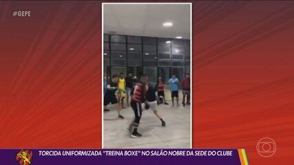 Supostos integrantes de torcida organizada do Sport "treinam" boxe na sede do clube