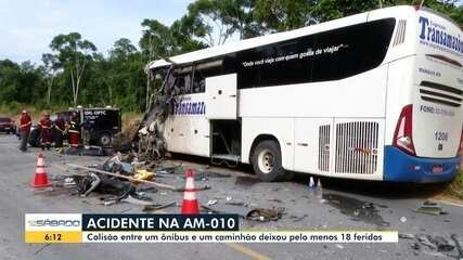 Acidente entre ônibus e carreta na AM-010 deixa ao menos quatro mortos