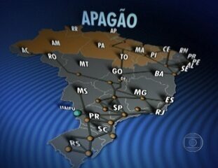 Reportagem de Júlio Mosquéra sobre as causas e consequências do apagão que atingiu 18 estados brasileiros, Jornal Nacional, 12/11/2009.