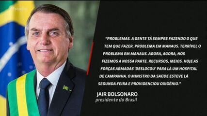 'Terrível o problema em Manaus. Agora, nós fizemos a nossa parte', diz Jair Bolsonaro