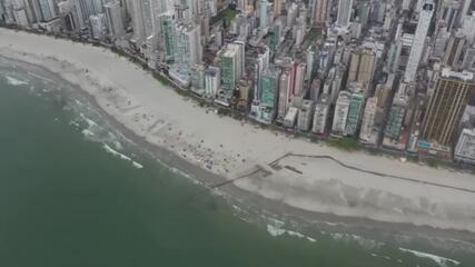 Imagens de drone mostram obra de alargamento em Balneário Camboriú no final de outubro