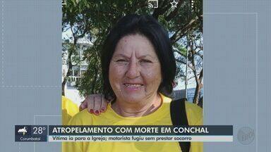 Mulher morre atropelada quando ia para a igreja em Conchal - Motorista fugiu sem prestar socorro.