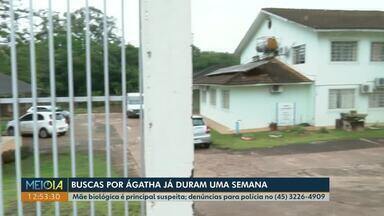 Busca por Àgatha já dura uma semana - Mãe biológica é principal suspeita; denúncias para polícia no (45) 3226-4909