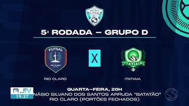 Veja como está a classificação dos grupos da Copa Rio Sul de Futsal - Seis equipes entram em quadra na próxima quarta-feira.