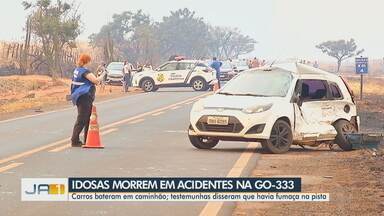 Idosas morrem em acidentes na GO-333, em Rio Verde - Segundo testemunhas, havia muito fumaça na pista.