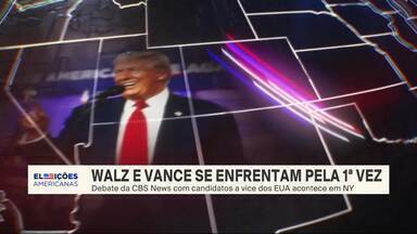 Edição de 01/10/2024 - Os candidatos à vice-presidência dos EUA, Tim Walz e J.D. Vance, se enfrentam pela primeira vez no debate da CBS News.