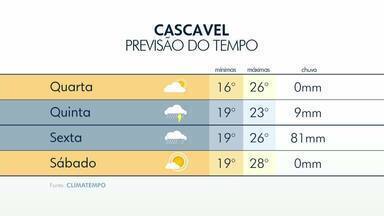 Temperatura segue amena em Cascavel - Veja a previsão do tempo completa: