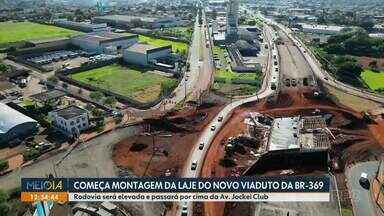 Começa montagem da laje do novo viaduto da BR-369 - Rodovia será elevada e passará por cima da Av. Jockei Club.