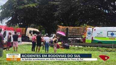 Acidentes são registrados em Atílio Vivácqua e Rio Novo do Sul - Assista a seguir.