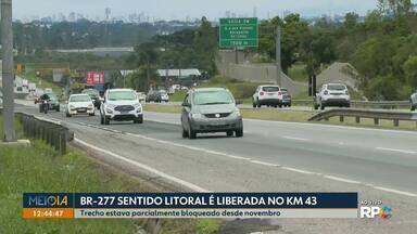 BR-277 é liberada no km 43 no sentido litoral - Trecho estava parcialmente bloqueado desde novembro.