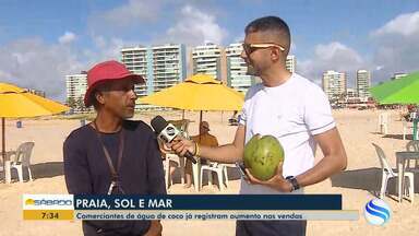 Comerciantes de água de coco já registram aumento nas vendas no início do verão - Comerciantes de água de coco já registram aumento nas vendas no início do verão