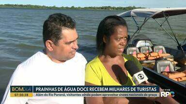 Prainhas de água doce recebem milhares de turistas - Além do Rio Paraná, visitantes ainda podem aproveitar shows nacionais de graça