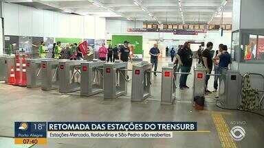 Trensurb retoma operações em três estações de Porto Alegre - Estações Mercado, Rodoviária e São Pedro foram reabertas nesta terça-feira (24).