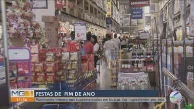 Confraternização aquece as vendas nos supermercados de Uberlândia - Movimento intenso nos supermercados em buscas dos ingredientes para ceia.