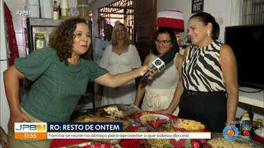 Família se reúne no almoço para aproveitar o que sobrou da ceia - No dia 25, é tradição aproveitar o que sobrou da ceia para o almoço em família, o famoso "R.O. - Resto de Ontem". Silvia Torres, ontem, acompanhou uma família preparando a ceia e até comeu salpicão ao vivo. Hoje, ela vai aproveitar o "R.O." de outra família.