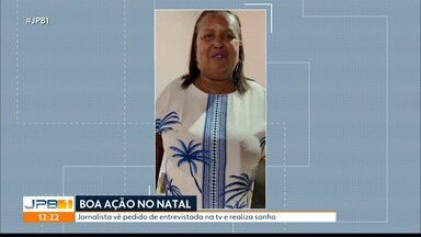 Jornalista vê pedido de entrevistada na TV e realiza seu sonho - Nalva, vendedora ambulante da Lagoa em João Pessoa, havia dito em entrevista no "Dedinhos de Prosa" de Silvia Torres que gostaria de ganhar uma ceia de Natal e se emocionou ao compartilhar o desejo. O pedido foi atendido pelo jornalista Hyldo Pereira, que viu a reportagem e levou uma ceia completa, com peru, salpicão e outros pratos. Dona Nalva agradeceu.