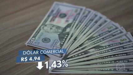 Dólar comercial termina o dia abaixo de R$ 5