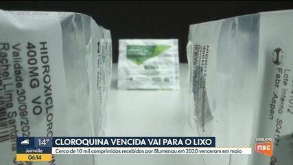 Blumenau descarta 10 mil comprimidos de cloroquina vencidos