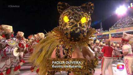 Paolla Oliveira vira onça à frente da Rainha de Bateria da Grande Rio