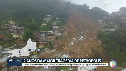 Após 2 anos da tragédia em Petrópolis, obras no Morro da Oficina seguem em andamento