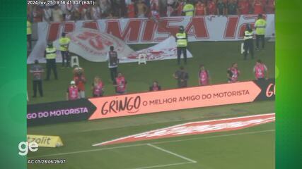 Veja o momento que o mascote do Inter beija repórter durante o Gre-Nal