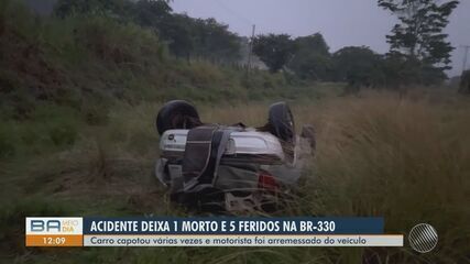 Pessoa morre e cinco ficam feridos em acidente na BR-330, sul da Bahia