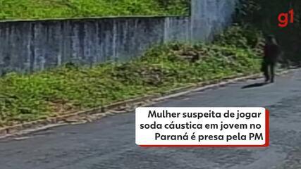 Mulher suspeita de jogar soda cáustica em jovem no Paraná é presa pela PM