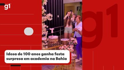 Idosa de 100 anos que faz musculação na BA ganha festa surpresa em academia