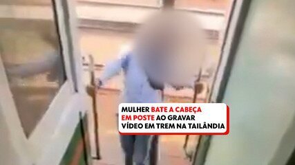 Mulher bate cabeça em poste ao gravar vídeo em trem na Tailândia