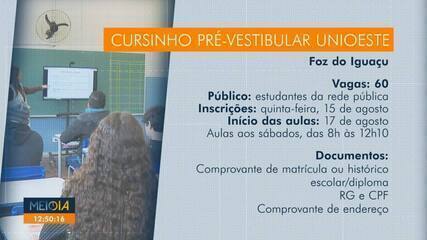 Inscrição para o cursinho pré-vestibular da Unioeste termina amanhã