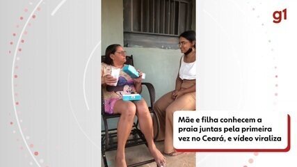 Mãe e filha conhecem juntas a praia pela primeira vez no Ceará, e vídeo viraliza.