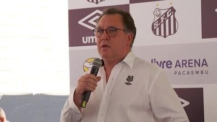 Marcelo Teixeira faz pronunciamento no lançamento da nova terceira camisa do Santos