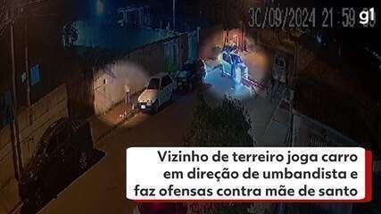 Vizinho de terreiro joga carro em direção de umbandista e faz ofensas contra mãe de santo