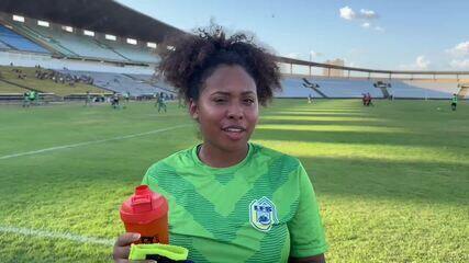 Maria Luiza, goleira da Liga São João, comenta 1º tempo após tomar 11 gols