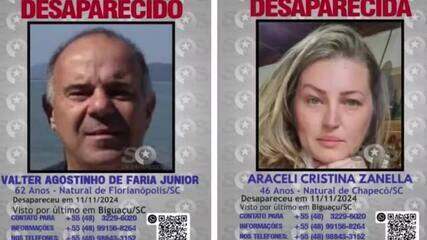 Família de casal desaparecido em SC segue sem notícias