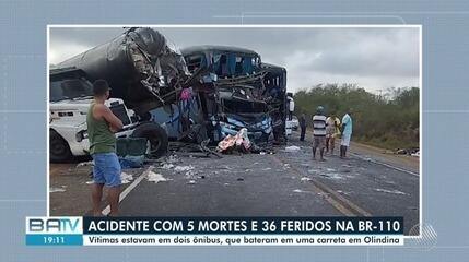 5 mortos e 36 feridos em acidente na BR-110, no interior da Bahia