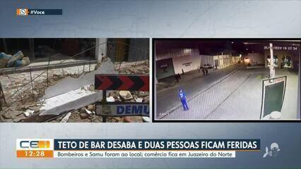 Parte do teto de bar desaba em Juazeiro e deixa duas pessoas feridas