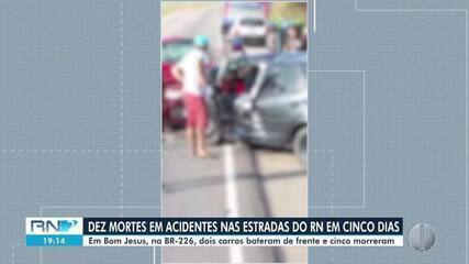 Dez pessoas morreram nas rodovias do RN em cinco dias