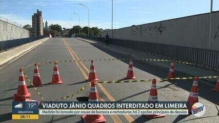 Viaduto Jânio Quadros, em Limeira, é interditado por conta de rachaduras e buracos