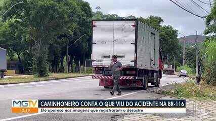 Motorista de caminhão que foi atingido por carreta dá depoimento à PRF